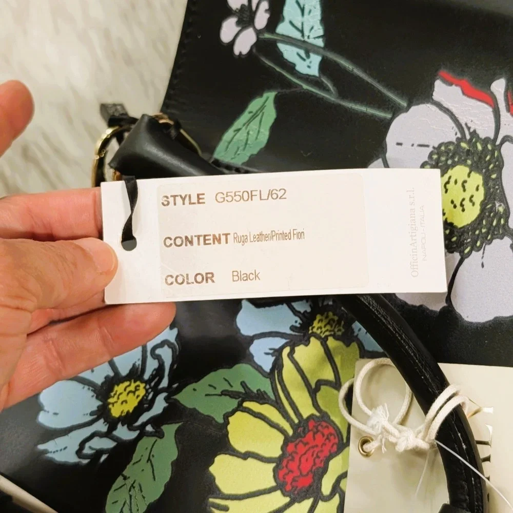 A.BELLUCCI Genuine Leather Multi Color Floral Print Purse with Dust Bag